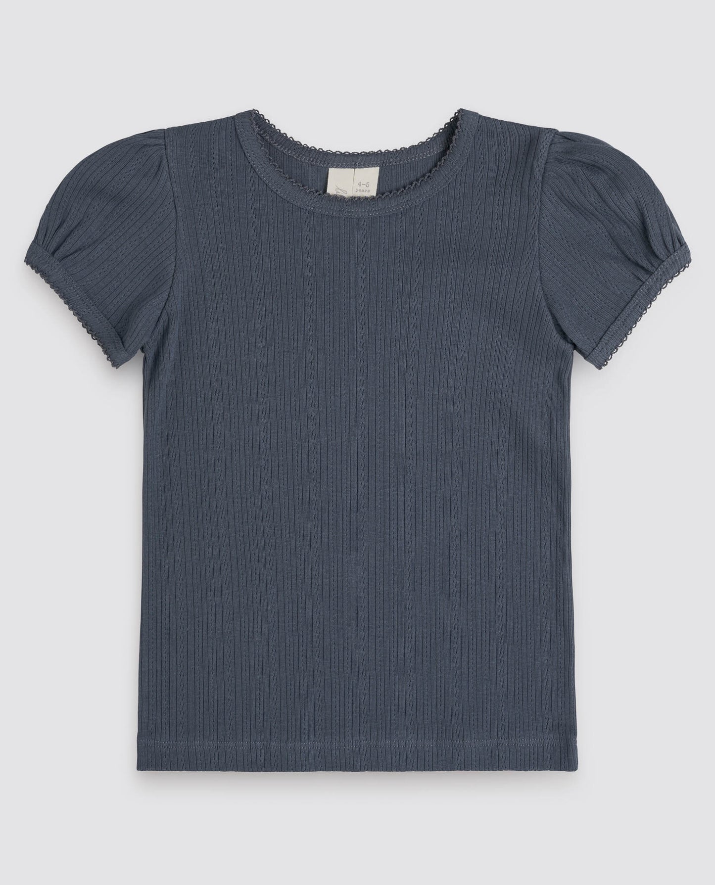 Organic Pointelle T-Shirt - Storm Blue