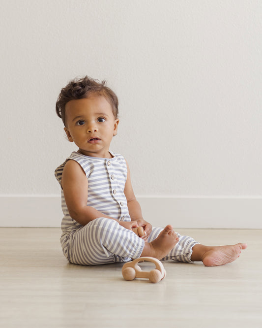 Sleeveless Jumpsuit || Blue Stripe