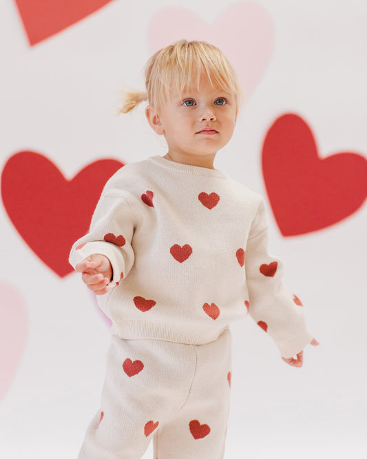 Heart Knit Sweater and Pant Set || Ivory