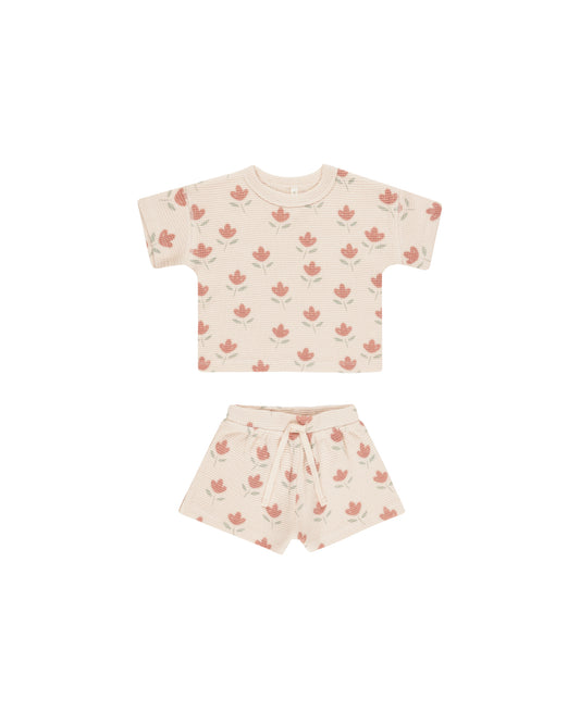 Waffle Tee + Short Set || Tulips