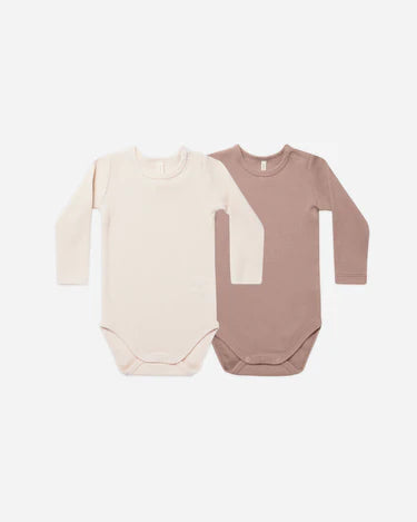 WAFFLE BODYSUIT, 2 PACK || NATURAL, MAUVE