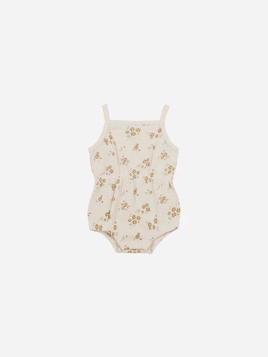 Waffle Cinch Romper || Honey Flower