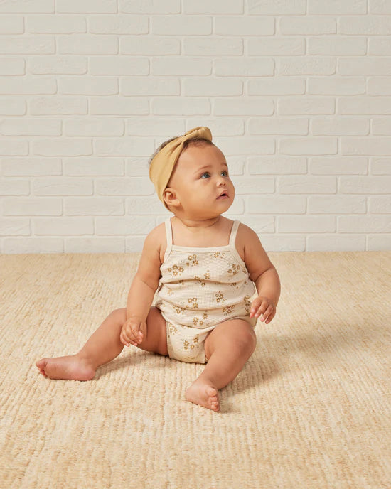 Waffle Cinch Romper || Honey Flower