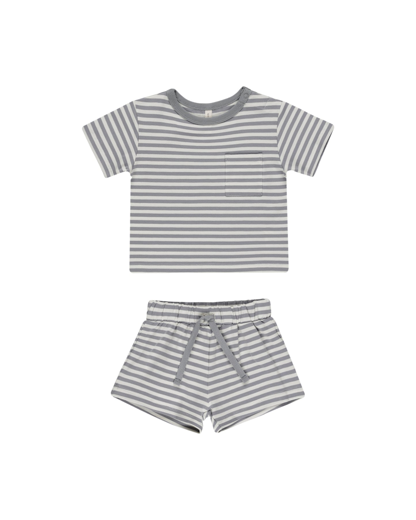 Pocket Tee + Short Set || Blue Stripe