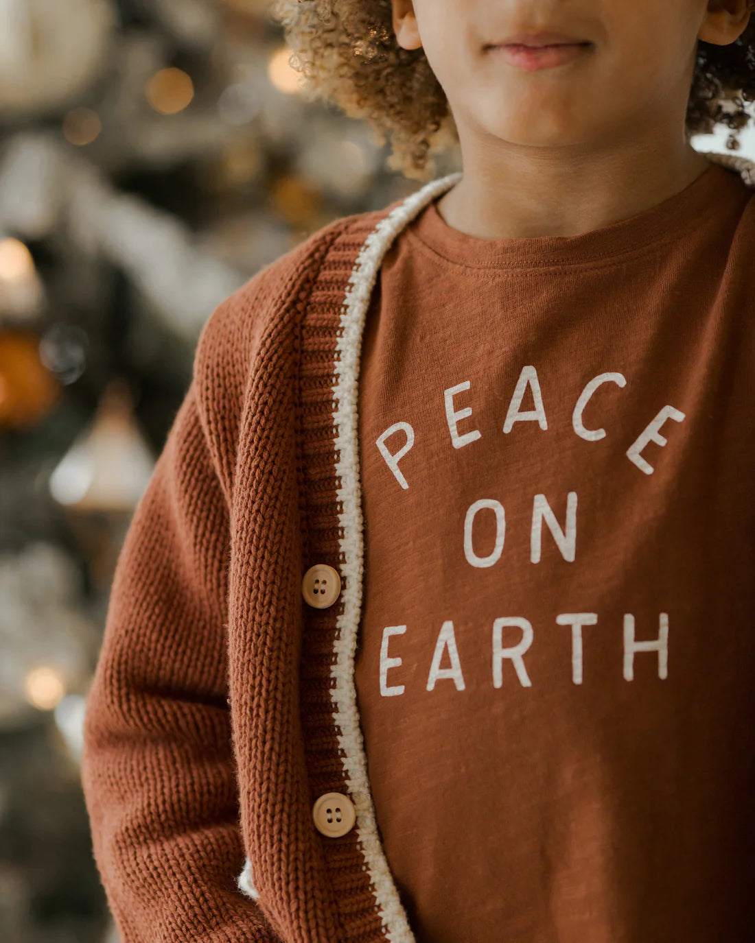 Raw Edge Long Sleeve Tee || Peace on Earth