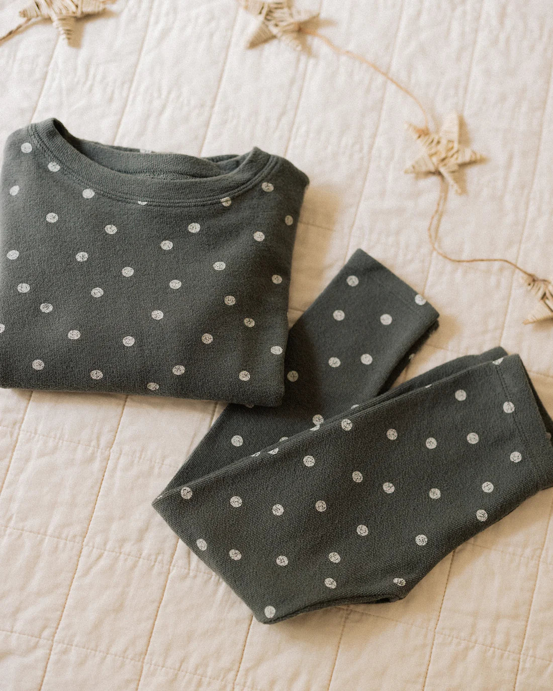 Spongey Knit Set || Forest Polka Dot