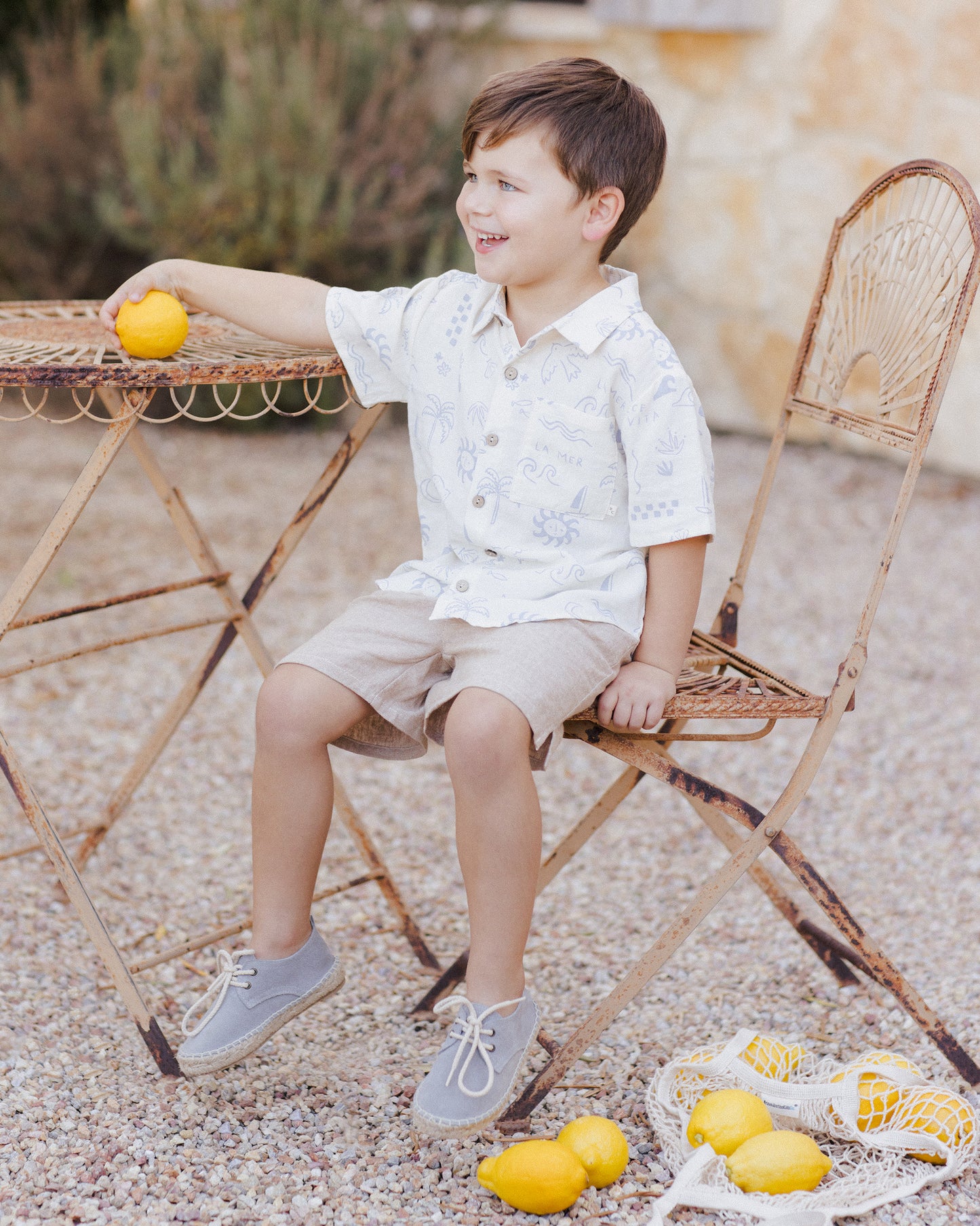 Collared Short Sleeve Shirt || Mediterranean