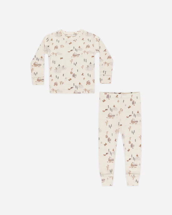 Organic Long Sleeve Pajama Set || Winter Town