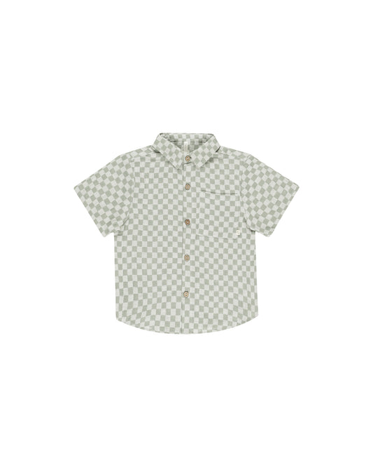 Collared Short Sleeve Shirt || Sage Check