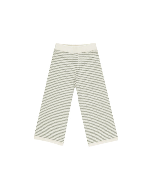 Knit Wide Leg Pant || Sage Stripe