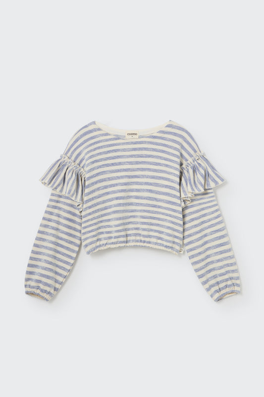 Organic Thin Stripes Sweatshirt - Blue