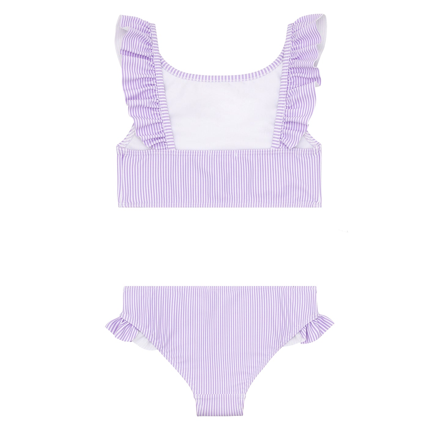 Girls Lavender Stripe Ruffle Neck Bikini