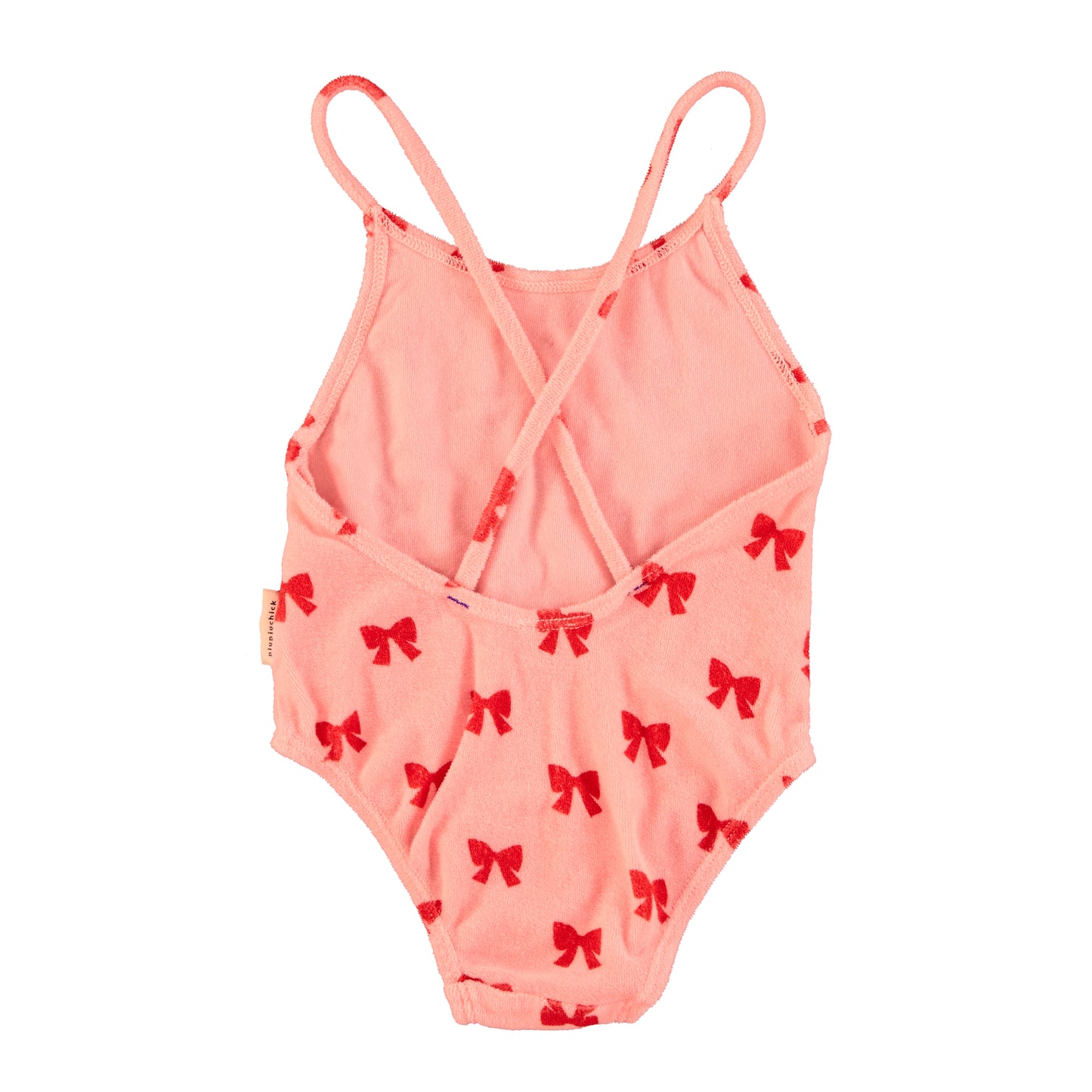 Swimsuit w/ Crossed Straps |  Pink w/ Red Bows