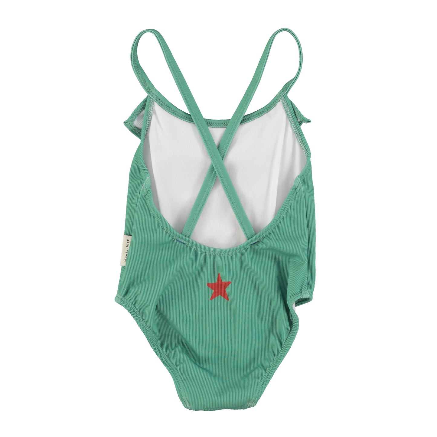 Swimsuit w/ Ruffles | Green w/ Cherry Print