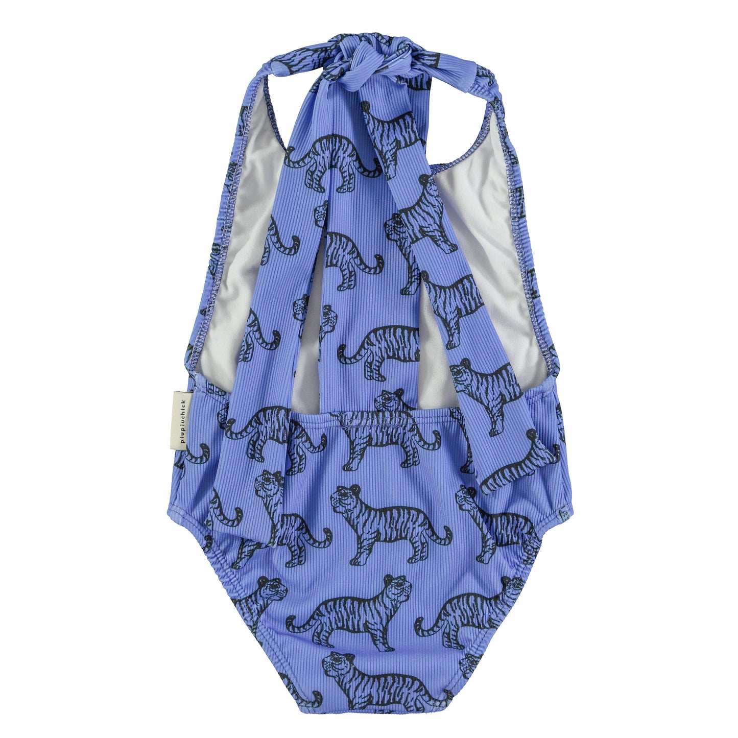 Swimsuit w/ Back Bow | Blue w/ Black Tigers