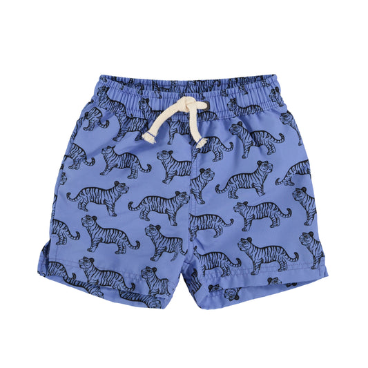 Swim Shorts | Blue w/ Black Tigers