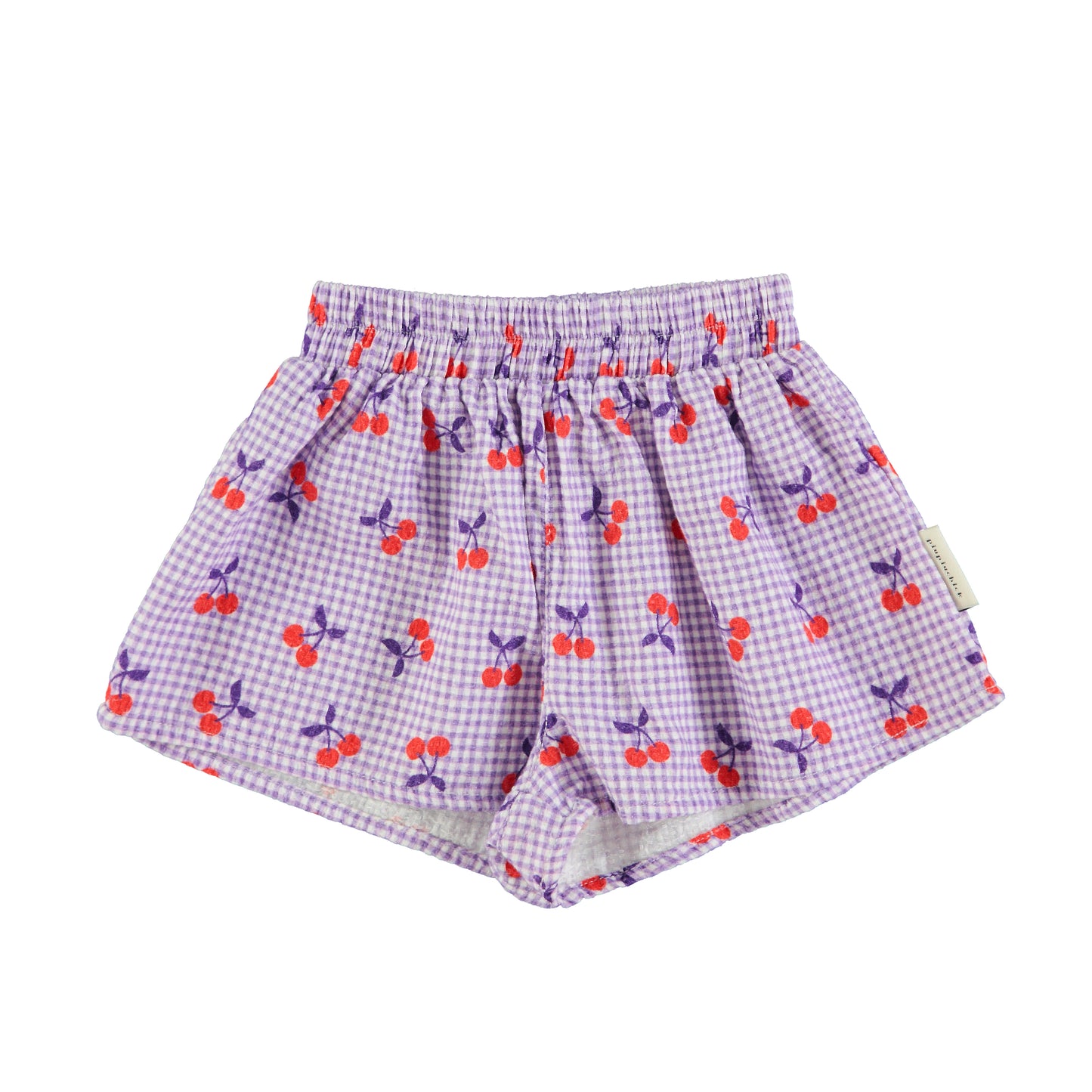 Shorts | Purple & White Checkered W/ Cherries