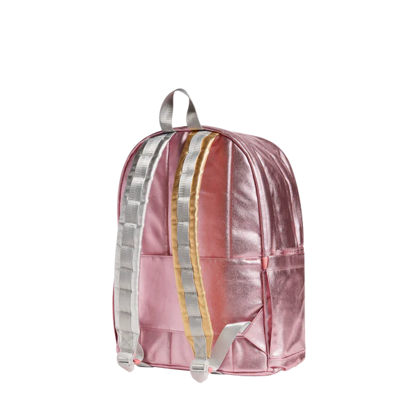 Kane Double Pocket Large Backpack -  Pink/Silver