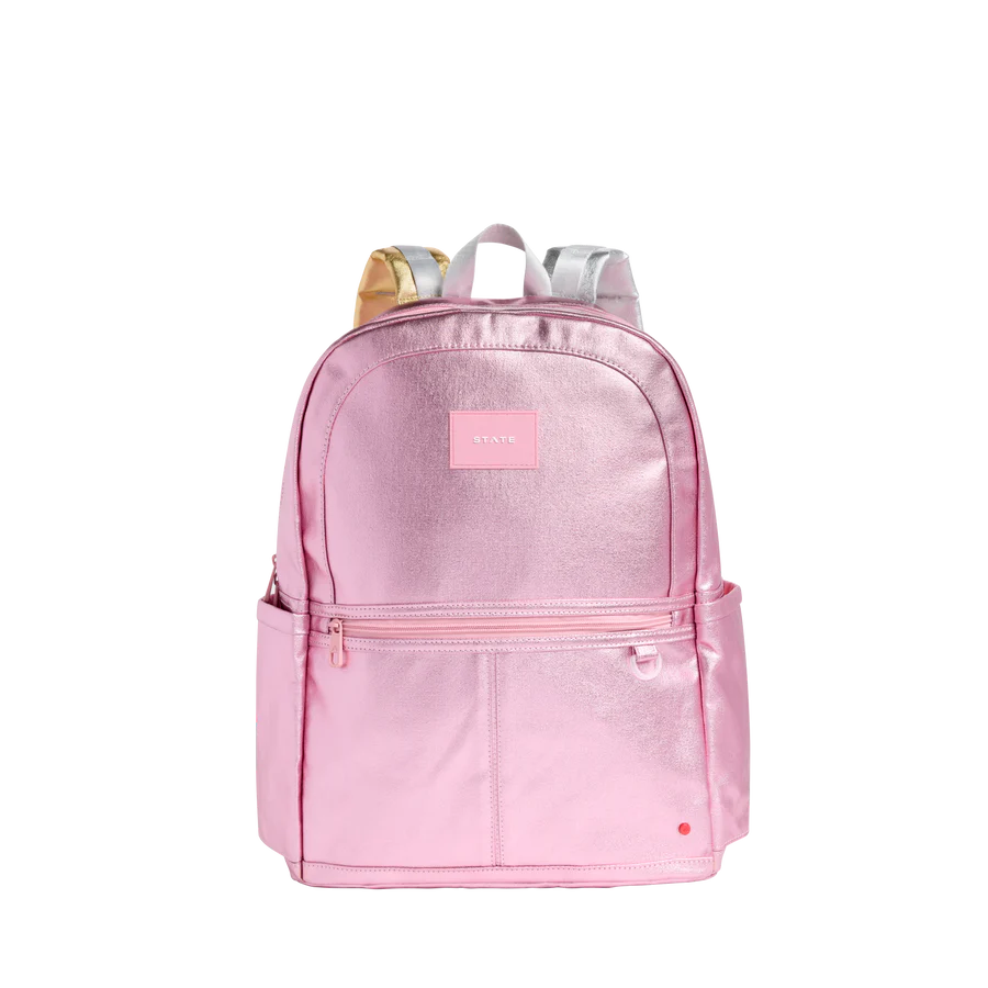 Kane Double Pocket Large Backpack -  Pink/Silver