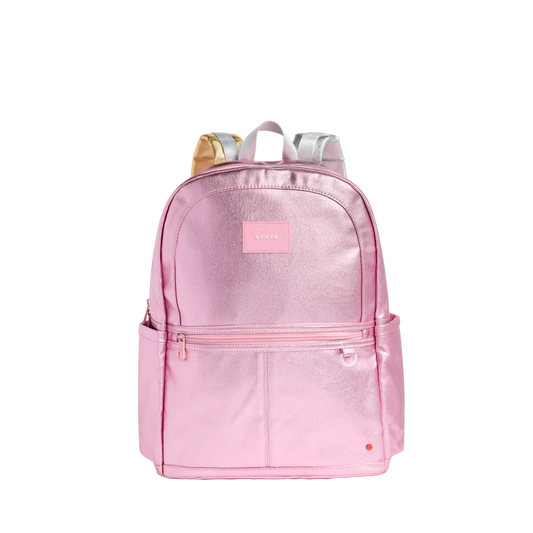 Kane Double Pocket Large Backpack -  Pink/Silver