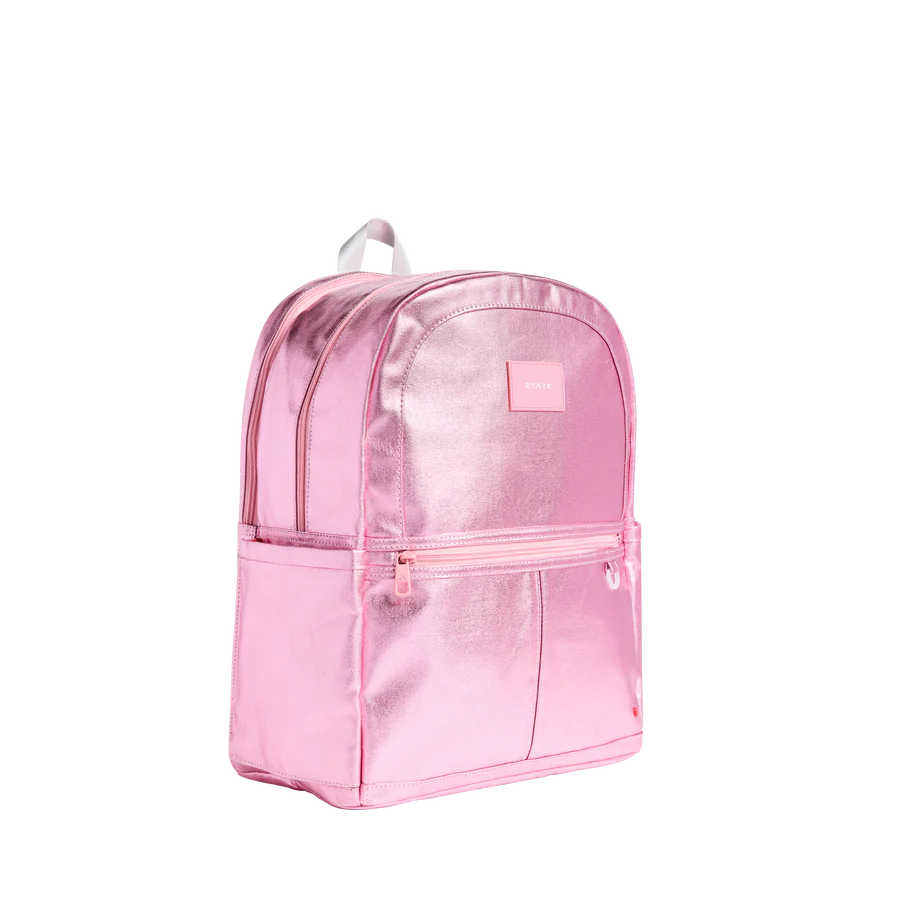 Kane Double Pocket Large Backpack -  Pink/Silver