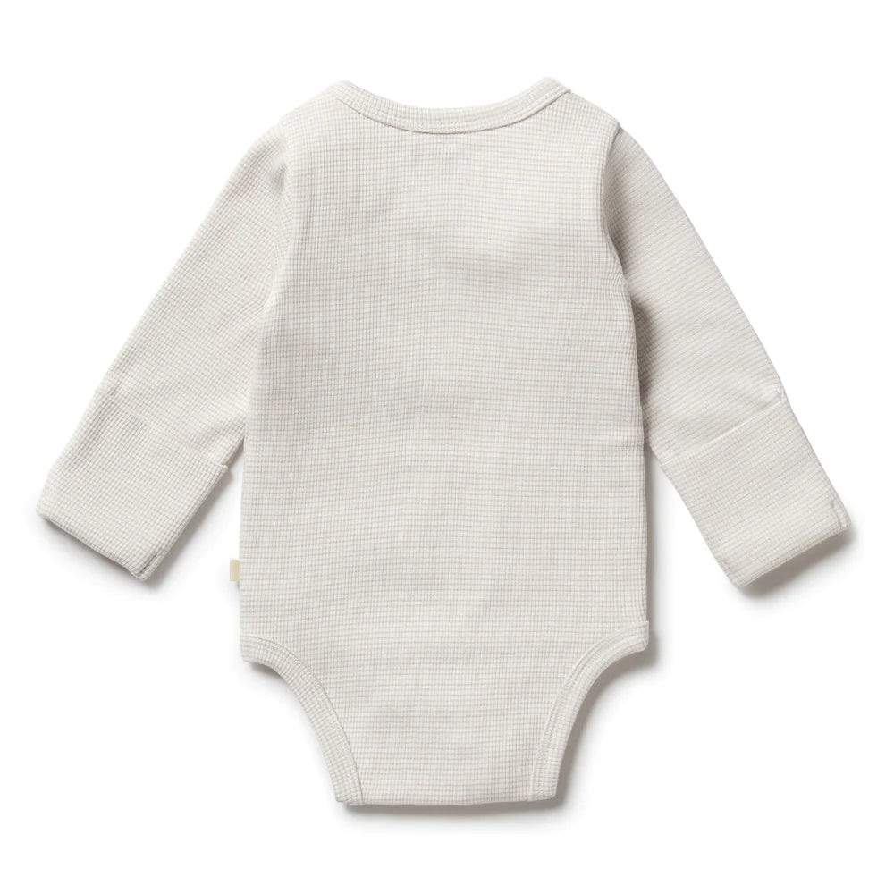 Clay Organic Stripe Rib Kimono Bodysuit