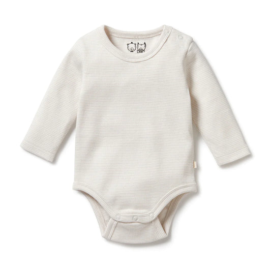 Clay Organic Stripe Rib Long Sleeved Bodysuit