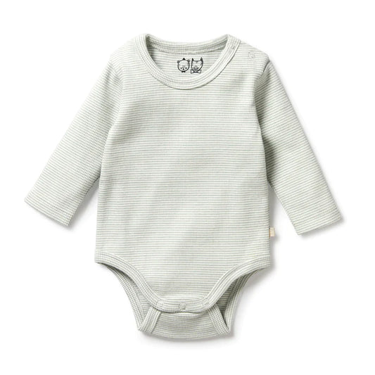 Fern Organic Stripe Rib Long Sleeved Bodysuit