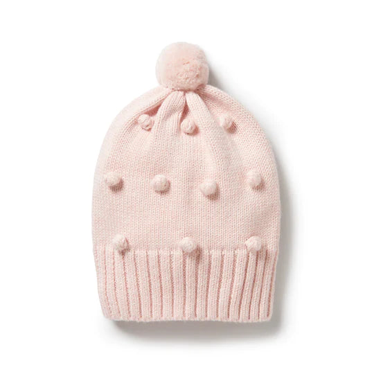 Pink Knitted Bauble Hat