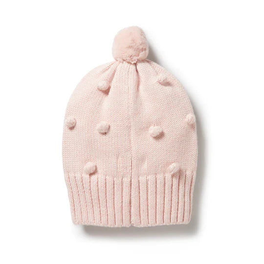 Pink Knitted Bauble Hat