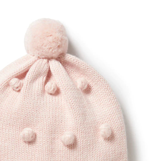 Pink Knitted Bauble Hat