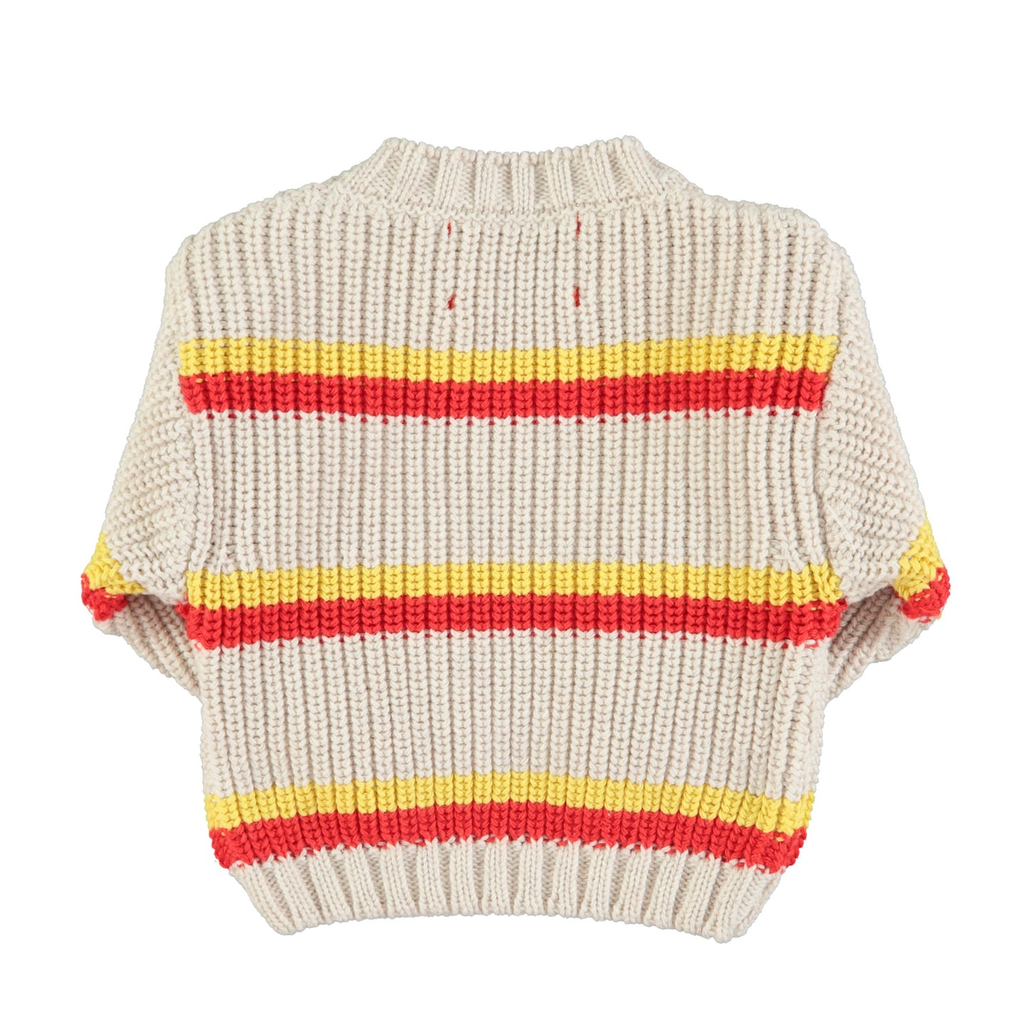 Knitted Sweater | Ecru w/ Yellow & Red Stripes