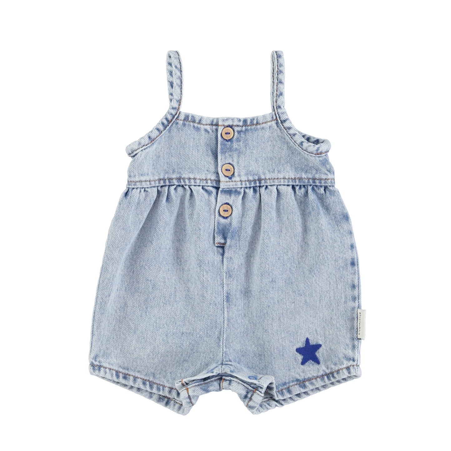 Baby Short Dungarees | Washed Blue Denim