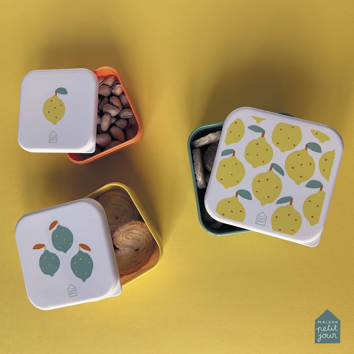 Set of 3 lunch boxes Lemons