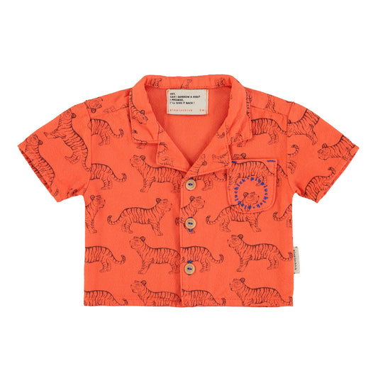 Hawaiian Shirt | Orange w/ Black Tigers