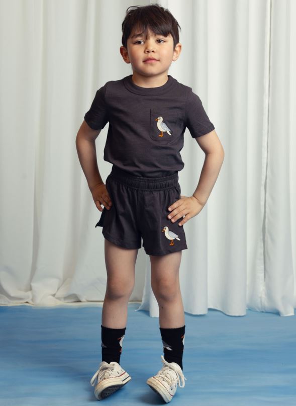 Seagull Embroidered Shorts - Black