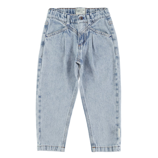 Mom Fit Trousers | Washed Blue Denim