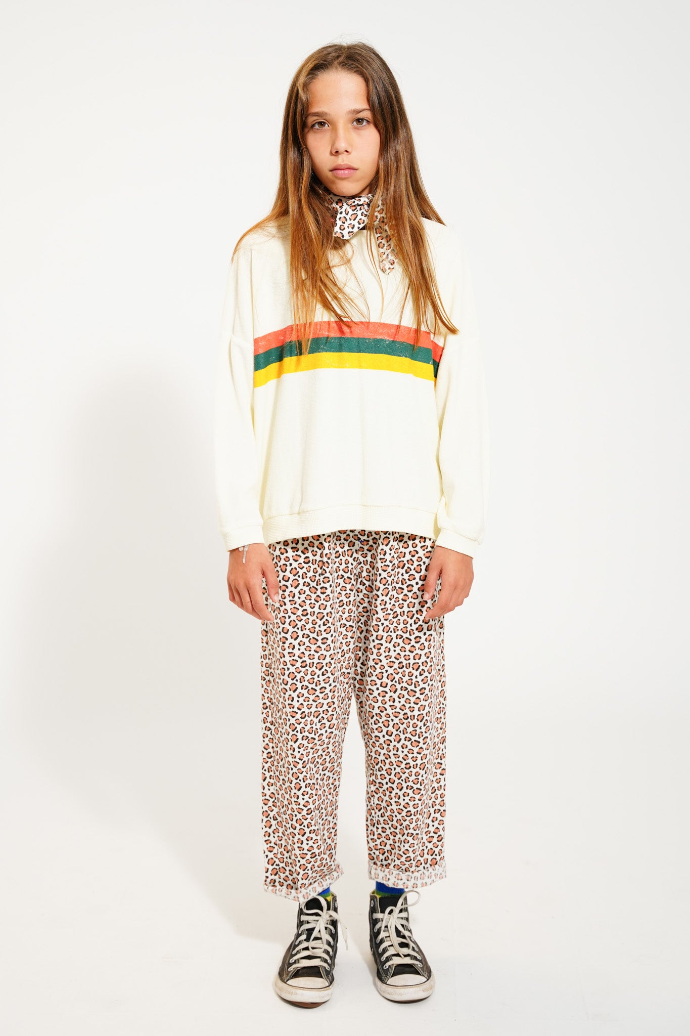 Sweatshirt | Ecru w/ Multicolor Stripes Print