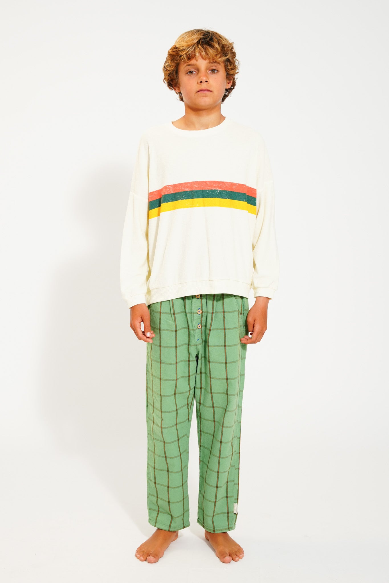 Sweatshirt | Ecru w/ Multicolor Stripes Print