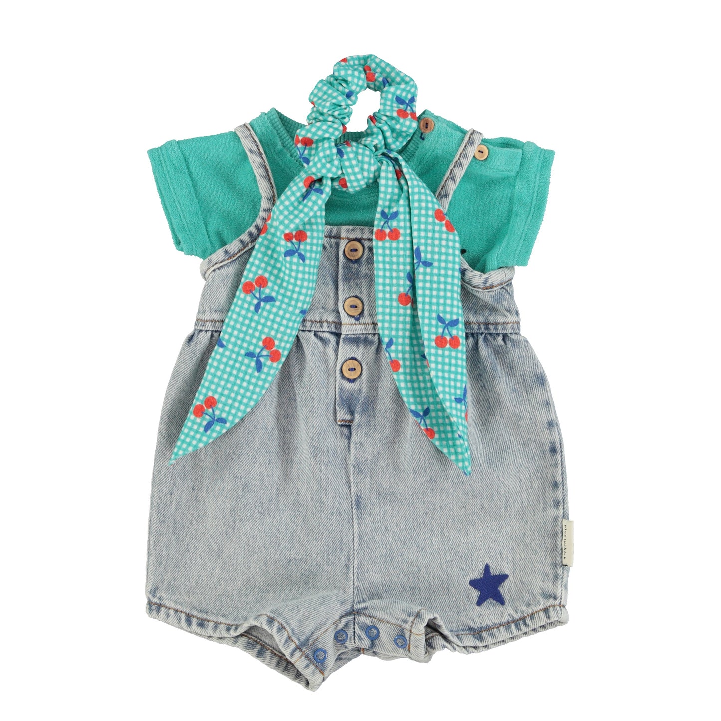 Baby Short Dungarees | Washed Blue Denim