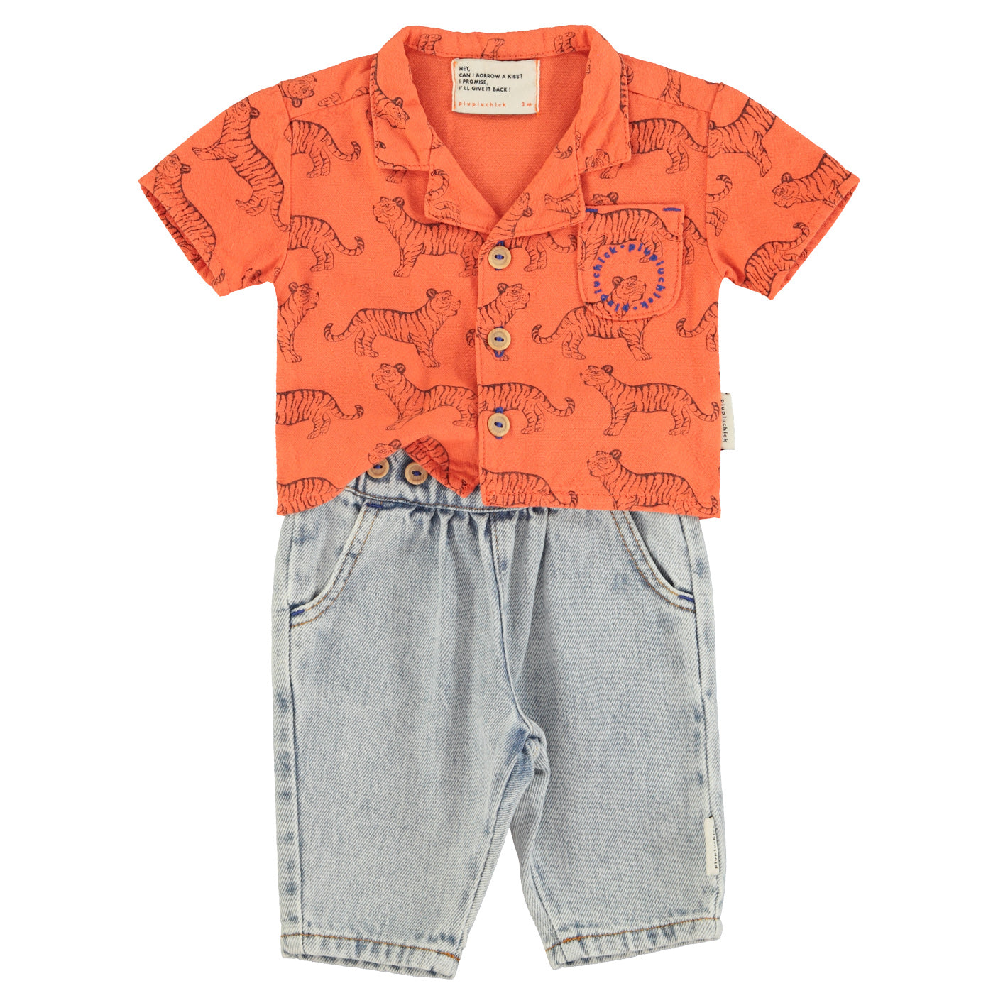 Hawaiian Shirt | Orange w/ Black Tigers