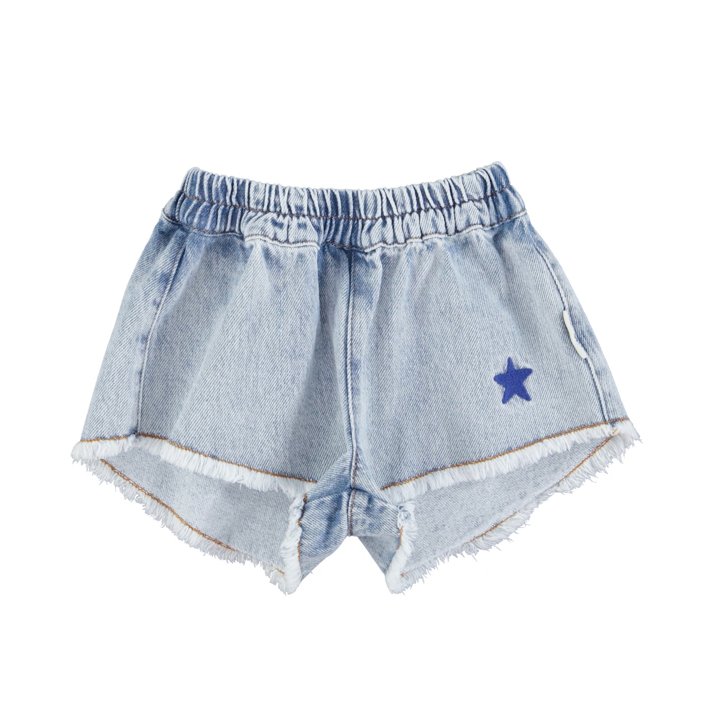 Shorts W/ Fringes | Washed Blue Denim