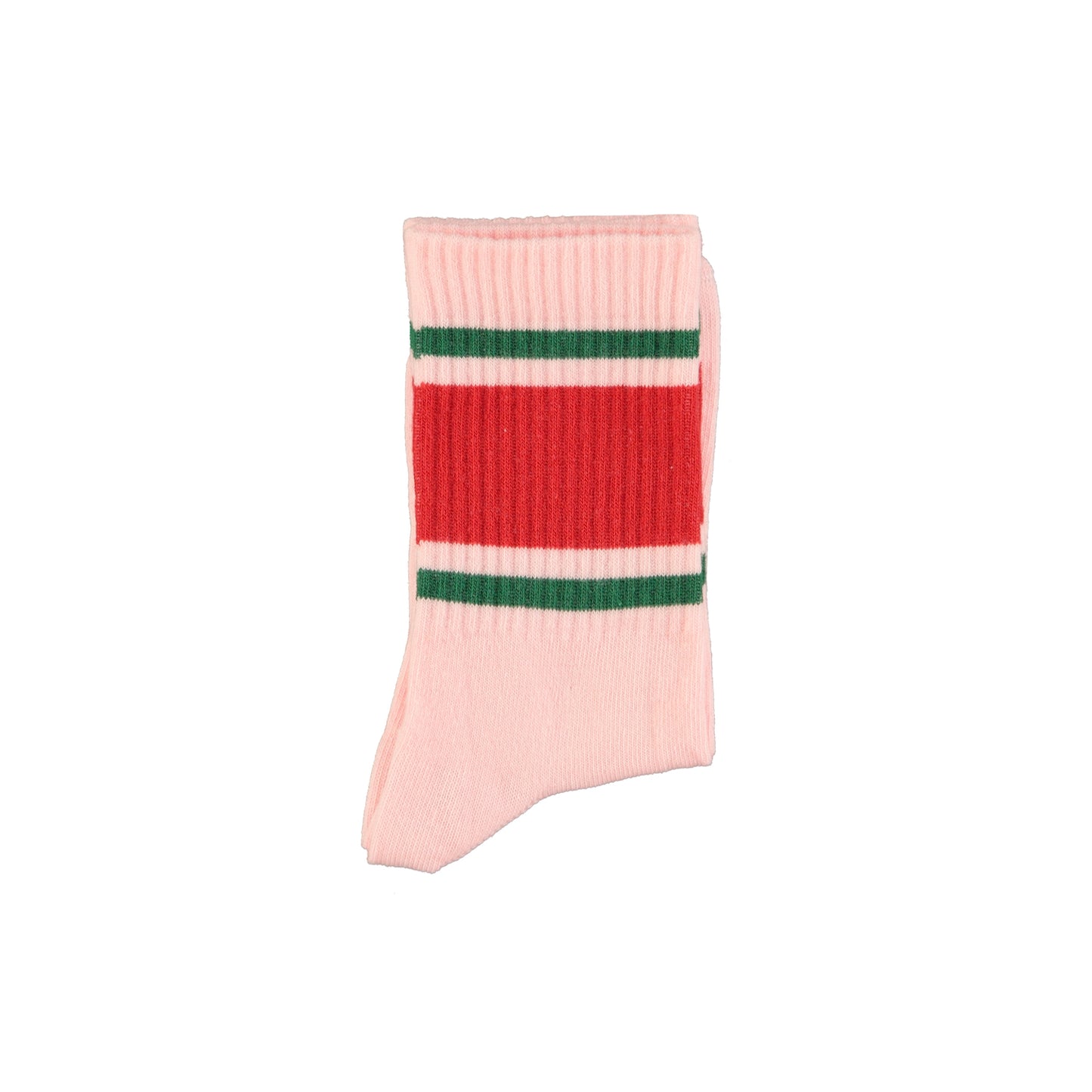 Socks | Pink W/ Red & Green Stripes